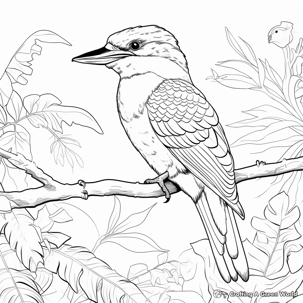 Jungle Life: Kookaburra in Wild Coloring Pages 2