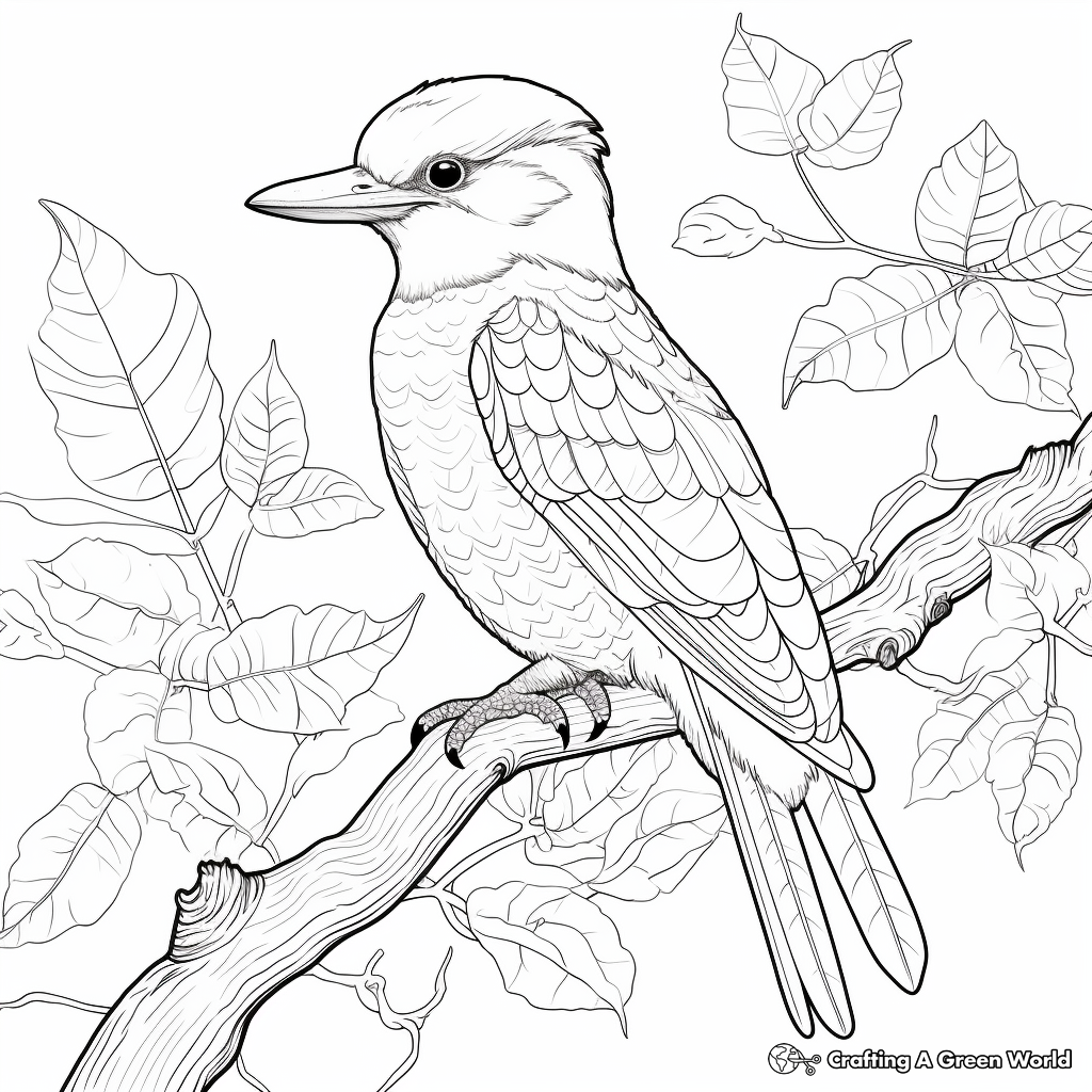 Jungle Life: Kookaburra in Wild Coloring Pages 4