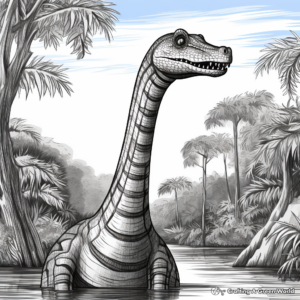 Jungle-Scene Barosaurus Coloring Pages 3