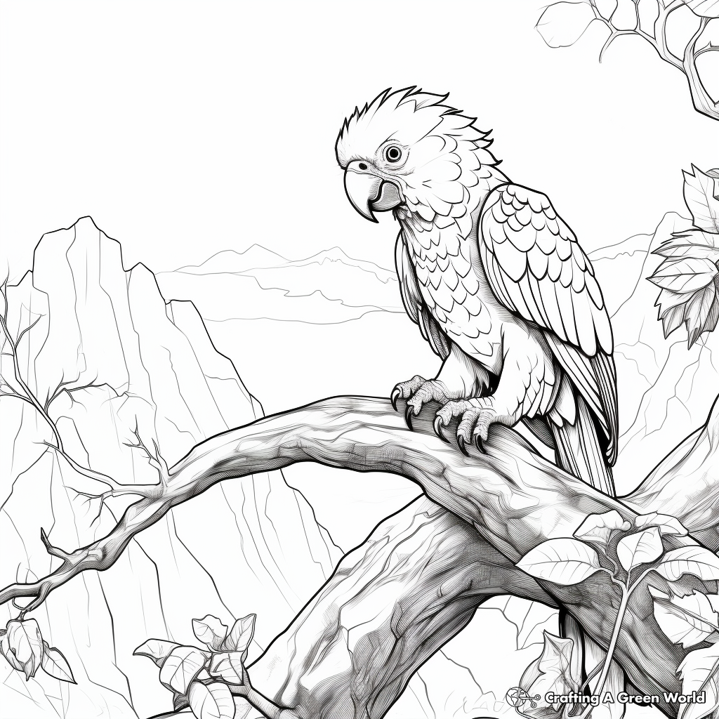 Jungle Scene with Macaw Coloring Pages 4
