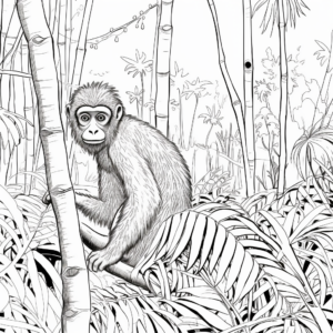 Jungle Scene: Spider Monkey Coloring Pages 2