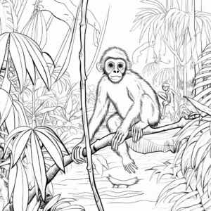 Jungle Scene: Spider Monkey Coloring Pages 3