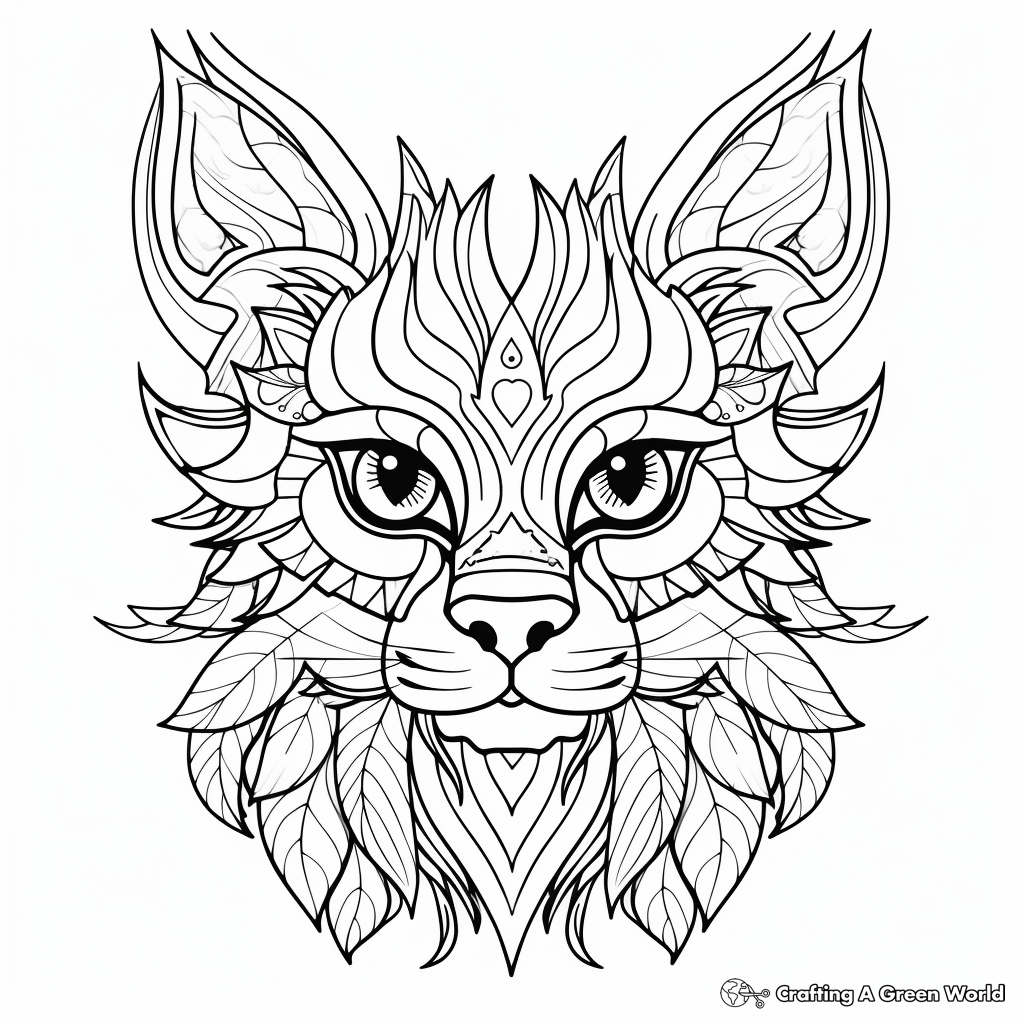 Jungle's Fierce Wild Cat Head Coloring Pages 1
