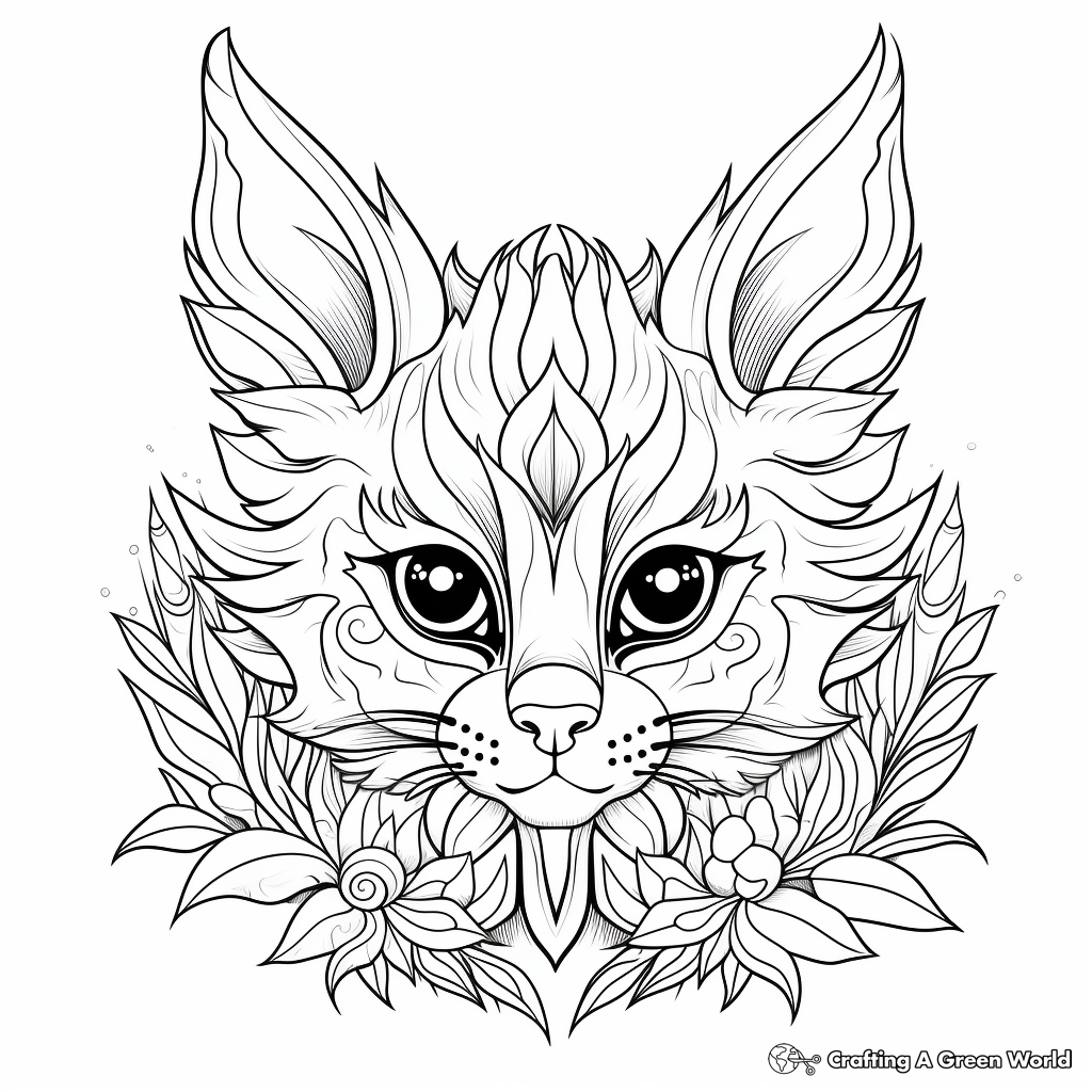 Jungle's Fierce Wild Cat Head Coloring Pages 2
