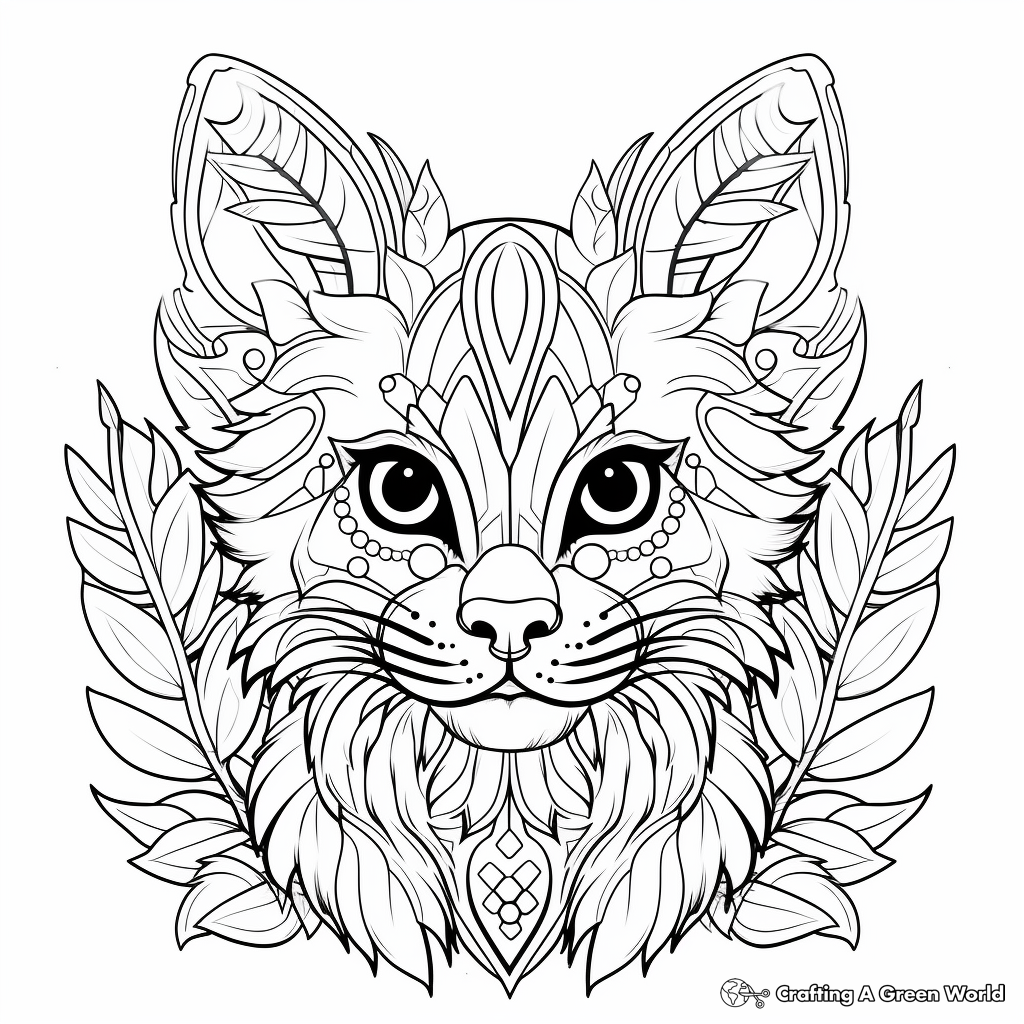 Jungle's Fierce Wild Cat Head Coloring Pages 3