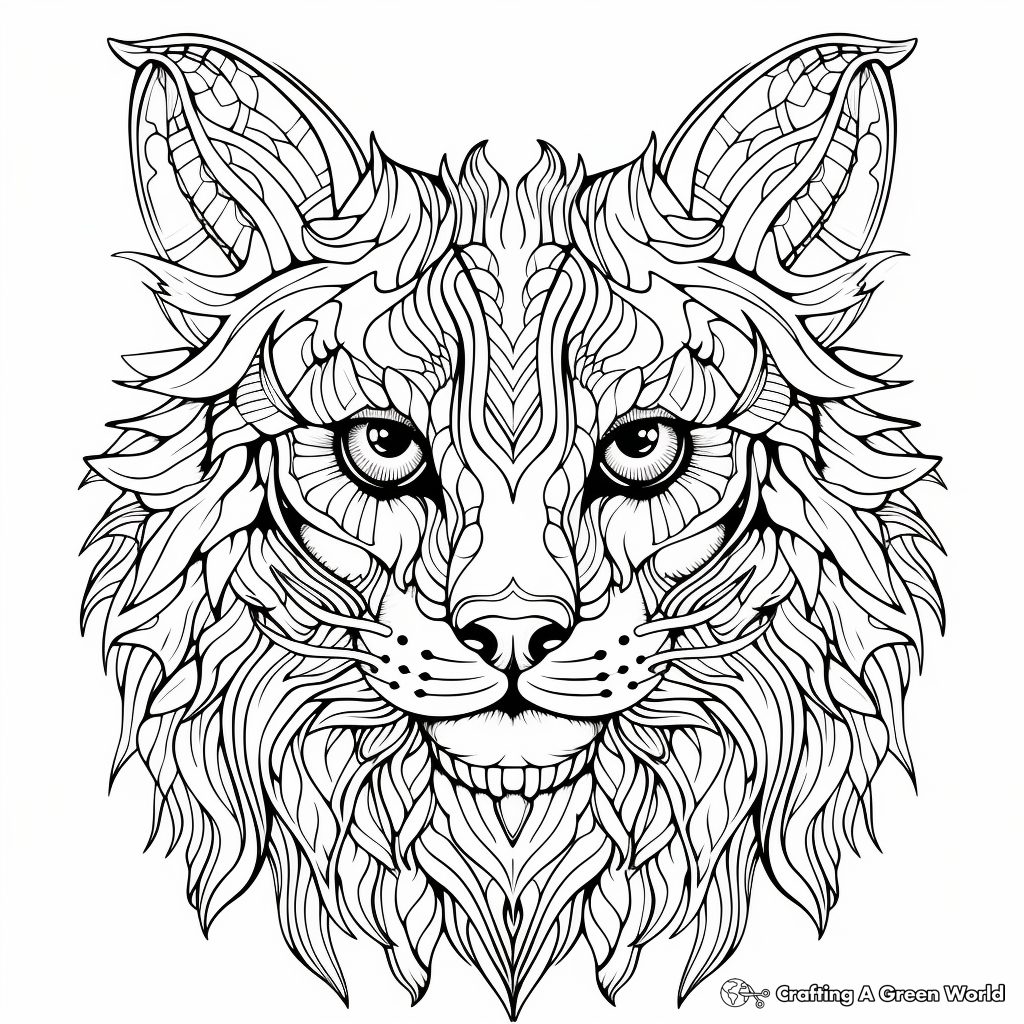 Jungle's Fierce Wild Cat Head Coloring Pages 4