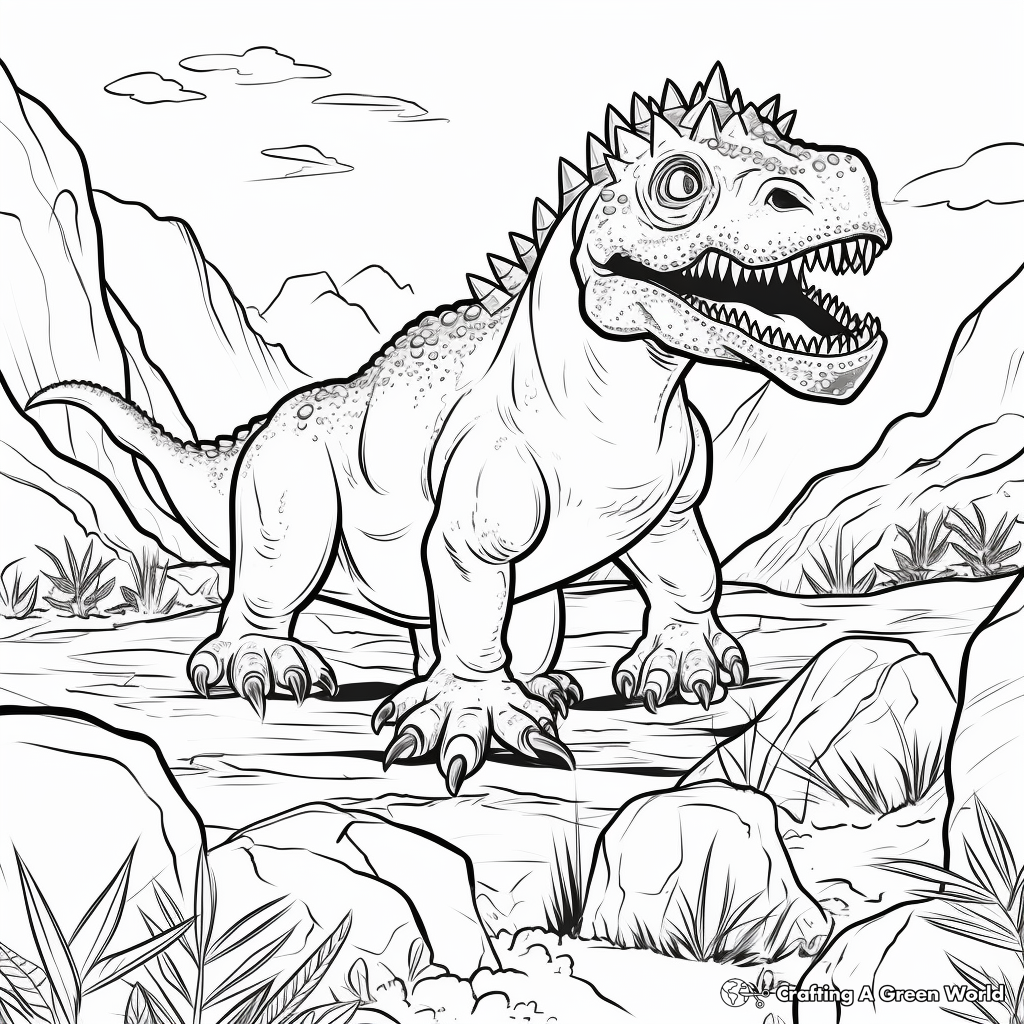 Jurassic Carnotaurus in Habit Coloring Pages 2