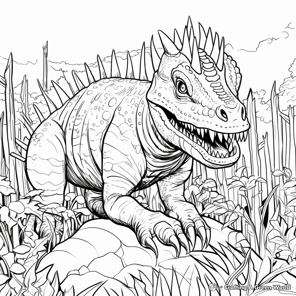 Jurassic Carnotaurus in Habit Coloring Pages 3