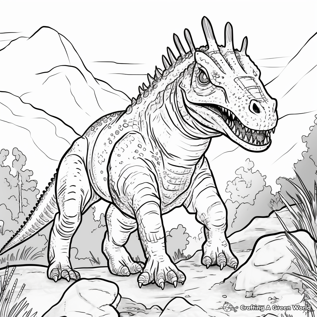 Jurassic Carnotaurus in Habit Coloring Pages 4