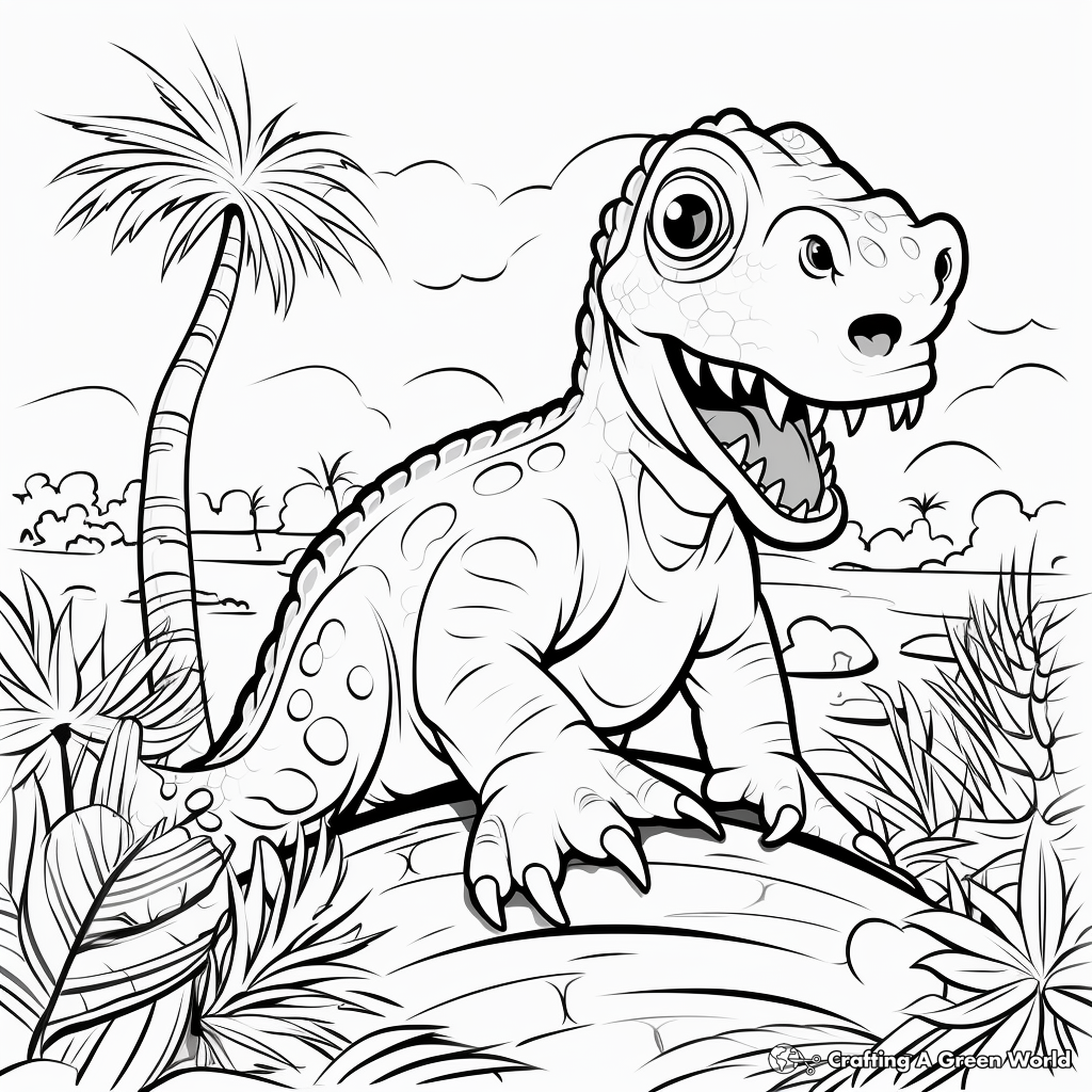 Jurassic Scene featuring a Megalosaurus Coloring Pages 4