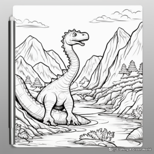 Jurassic Volcano Landscape Coloring Pages 1