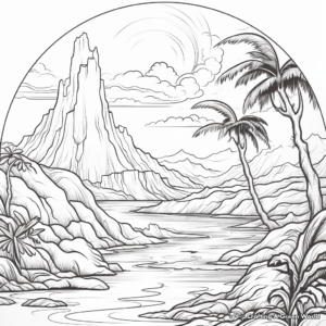 Jurassic Volcano Landscape Coloring Pages 2