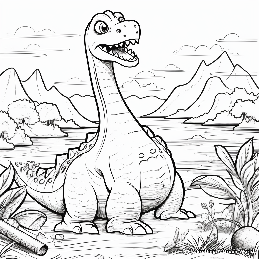 Jurassic Volcano Landscape Coloring Pages 3