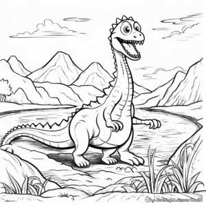 Jurassic Volcano Landscape Coloring Pages 4