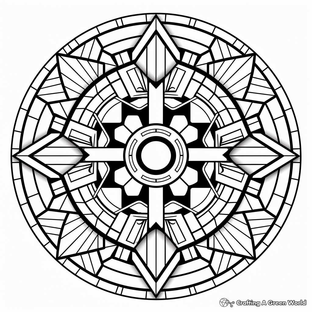 Kaleidoscope Inspired Geometric Coloring Pages 1
