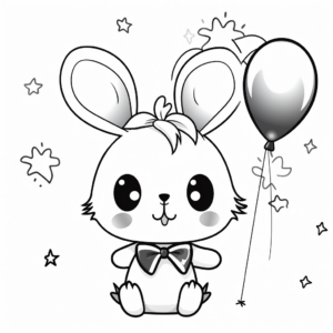 Kawaii Bunny Balloon Celebration Coloring Pages 3
