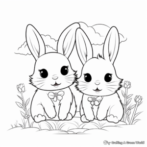 Kawaii Bunny Friends Coloring Pages 1