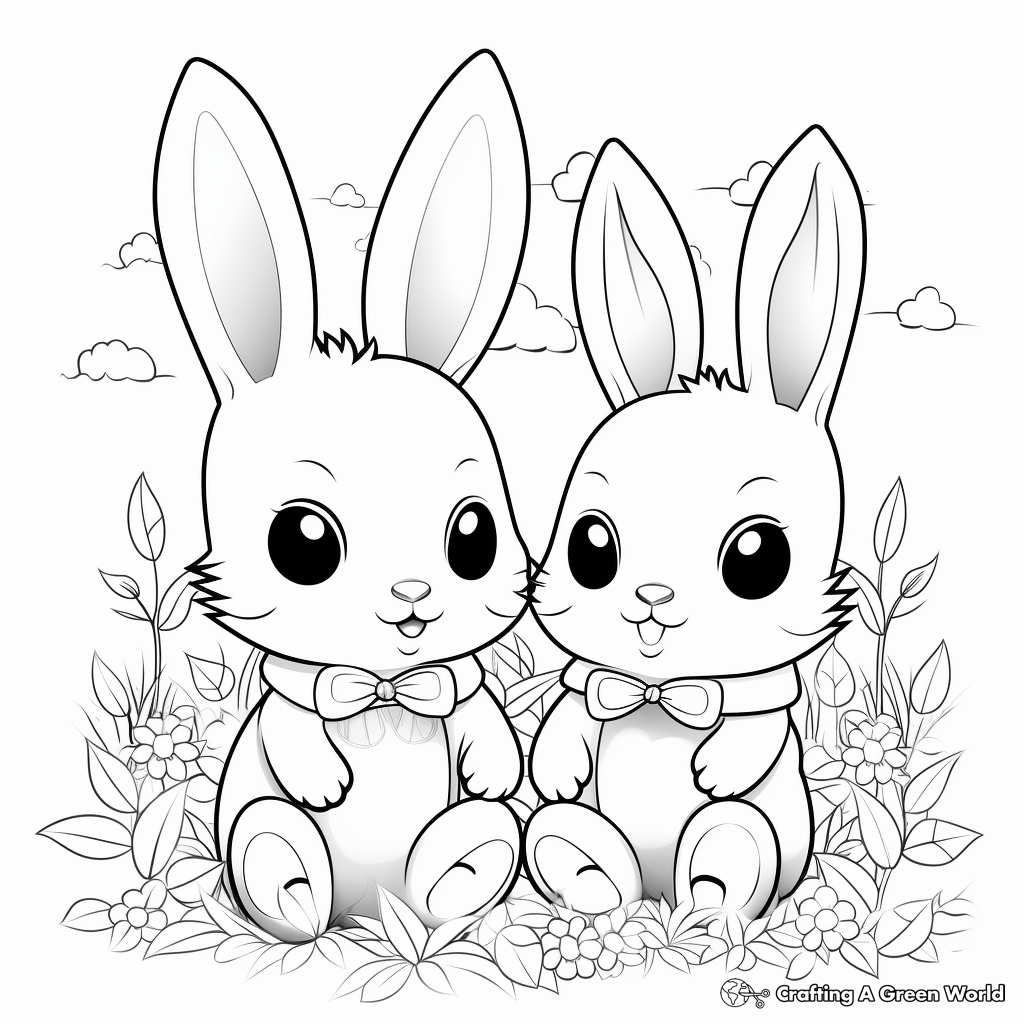 Kawaii Bunny Friends Coloring Pages 2