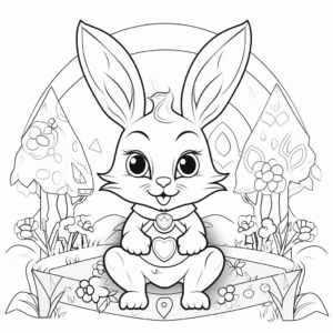 Kawaii Bunny in Wonderland Coloring Pages 1