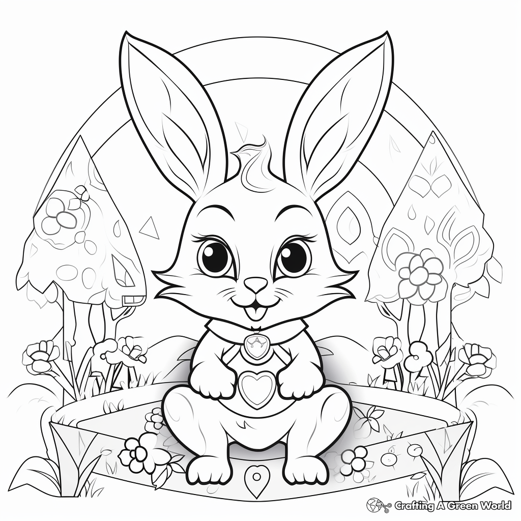 Kawaii Bunny in Wonderland Coloring Pages 1