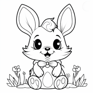 Kawaii Bunny in Wonderland Coloring Pages 2