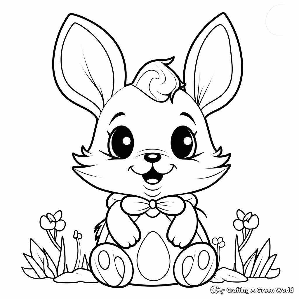 Kawaii Bunny in Wonderland Coloring Pages 2