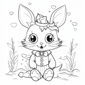 Kawaii Bunny in Wonderland Coloring Pages 3