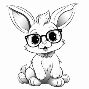 Kawaii Bunny wearing glasses Coloring Pages 1