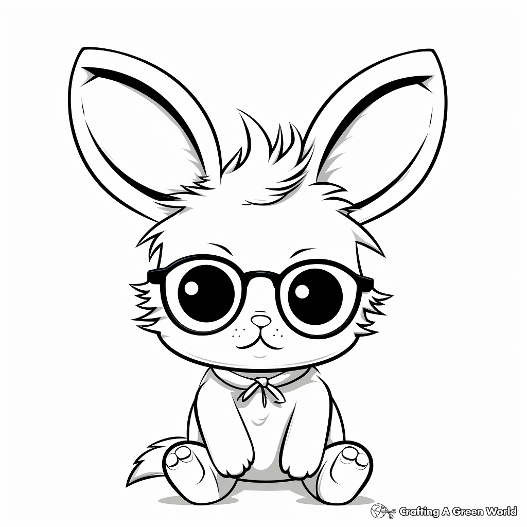 Kawaii Bunny wearing glasses Coloring Pages 3