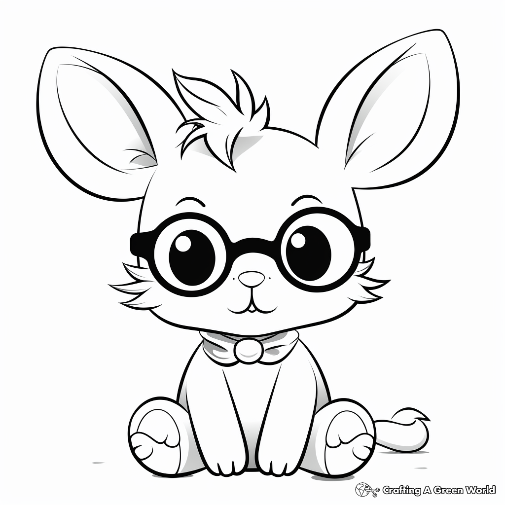 Kawaii Bunny wearing glasses Coloring Pages 4