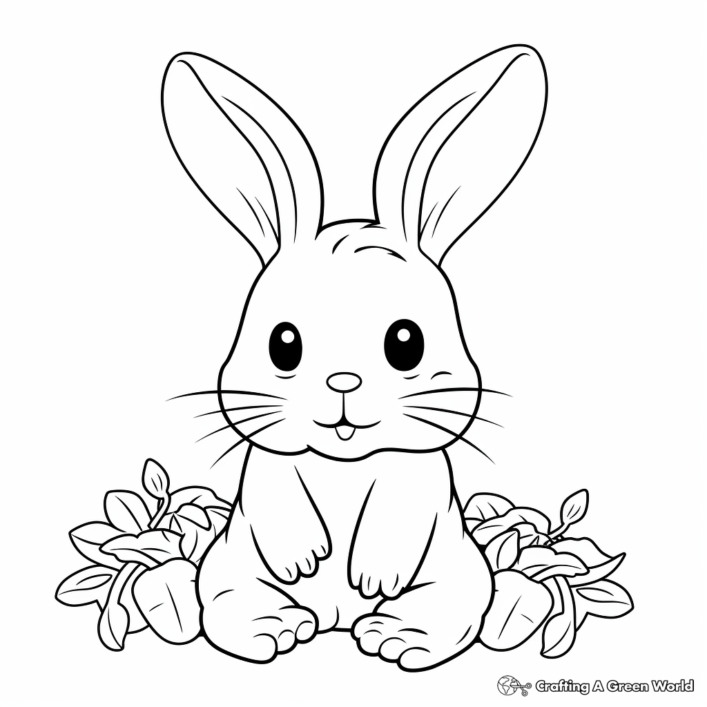 Kawaii Bunny with Carrots Coloring Pages 3