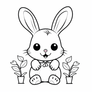 Kawaii Bunny with Carrots Coloring Pages 4