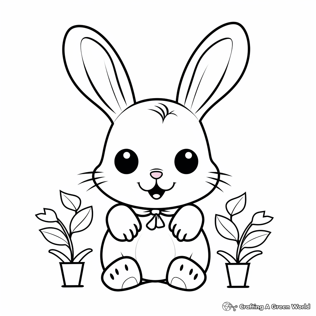 Kawaii Bunny with Carrots Coloring Pages 4