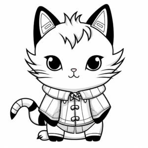 Kawaii Cat dressed as Unicorn Coloring Pages 3