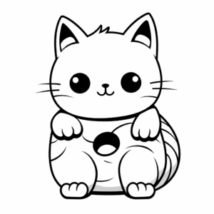 Kawaii Cat in a Doughnut Coloring Page 1