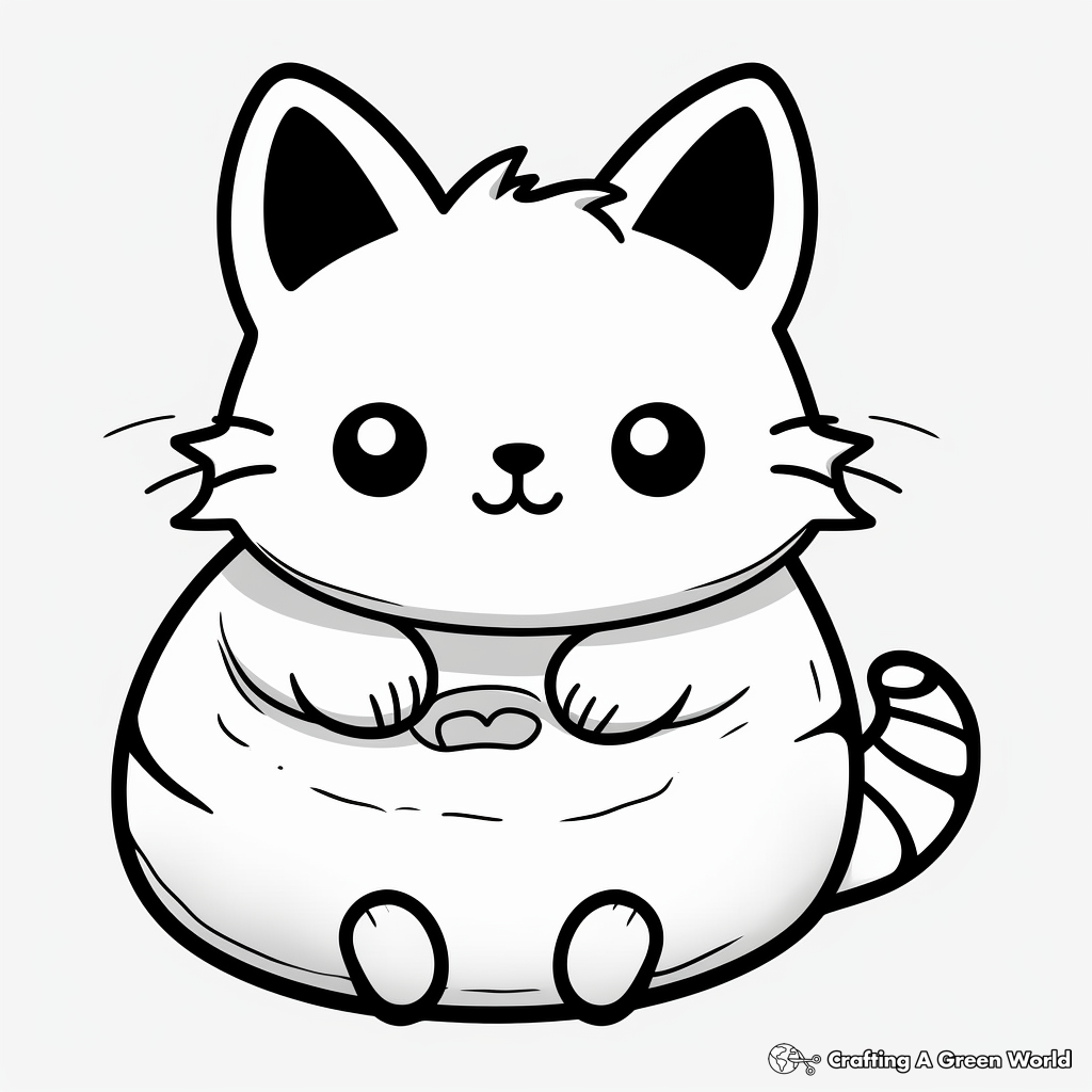 Kawaii Cat in a Doughnut Coloring Page 3