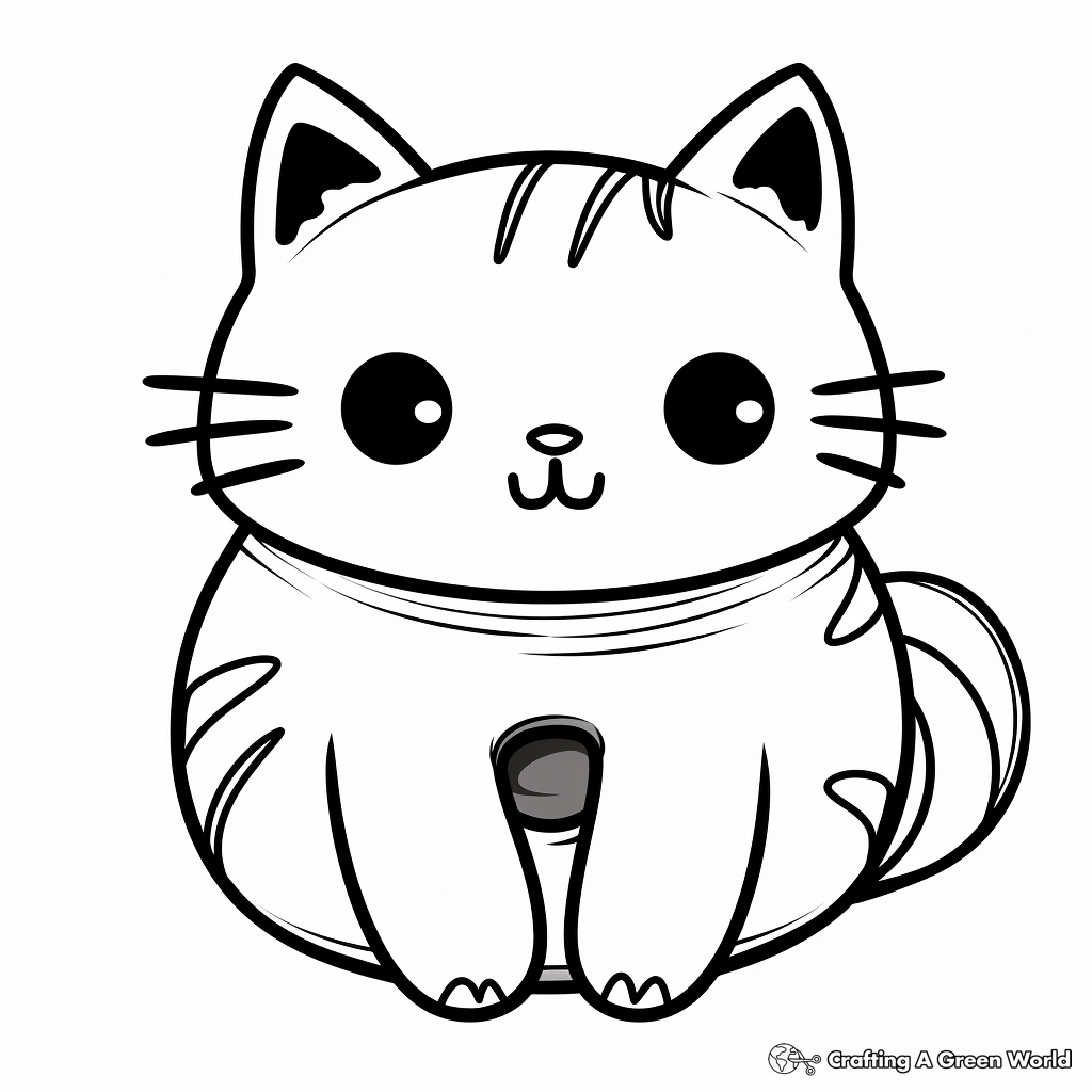 Kawaii Cat in a Doughnut Coloring Page 4