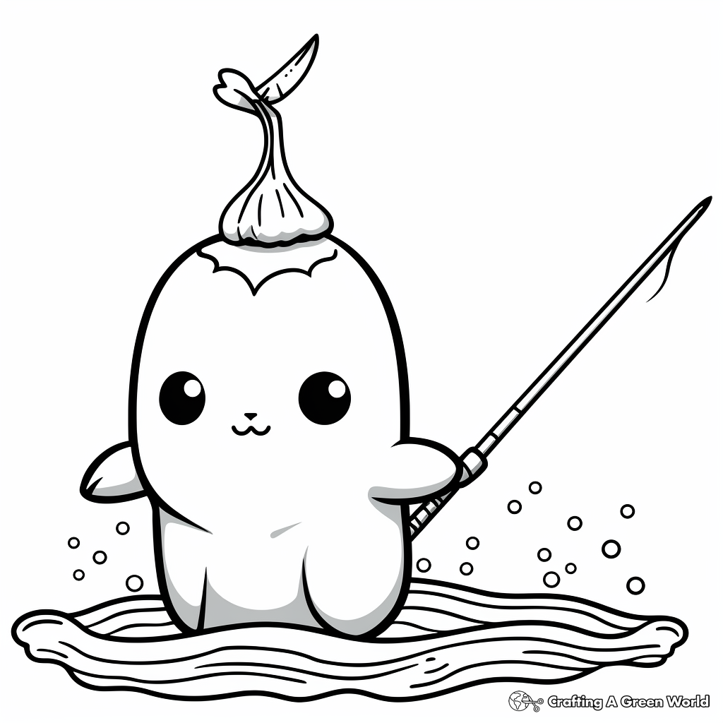 Kawaii Narwhal Coloring Pages for Children 2
