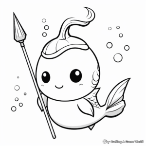 Kawaii Narwhal Coloring Pages for Children 3