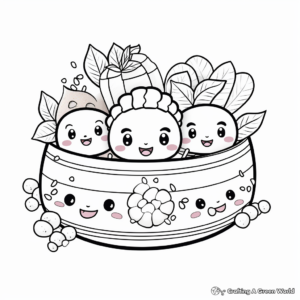 Kawaii Sushi Coloring Pages for Foodies 1