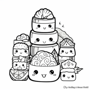 Kawaii Sushi Coloring Pages for Foodies 2