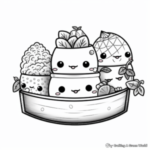 Kawaii Sushi Coloring Pages for Foodies 4