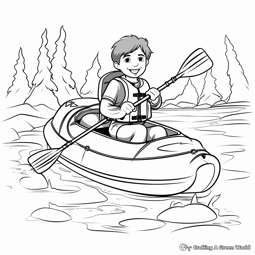 Kayak Adventure Coloring Pages 1