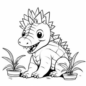 Kentrosaurus Eating Plants Coloring Sheets 1