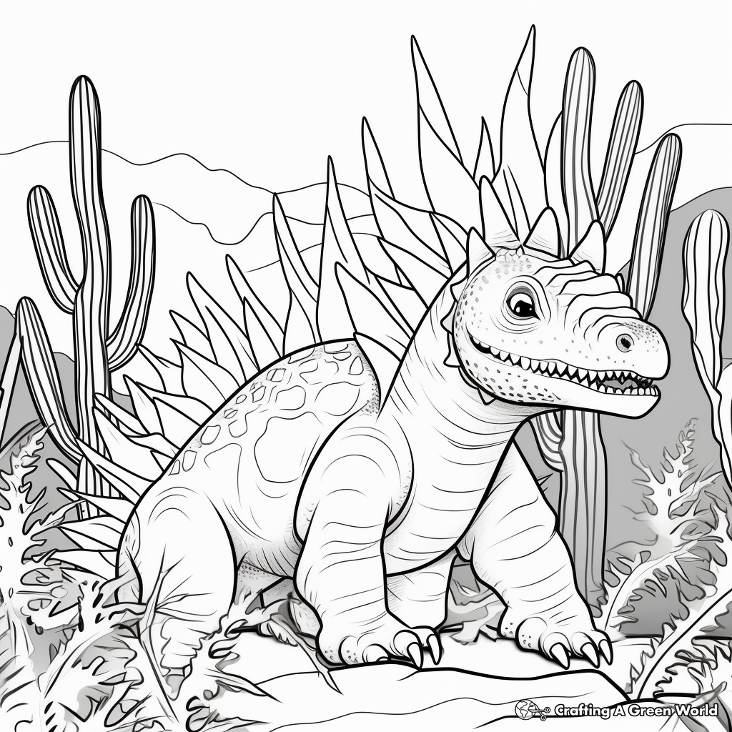 Kentrosaurus in the Wild: Jungle Scene Coloring Pages 4
