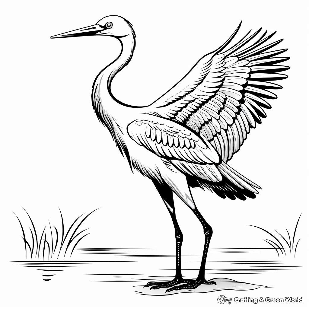 Kid-Appropriate Cartoon Blue Heron Coloring Pages 1