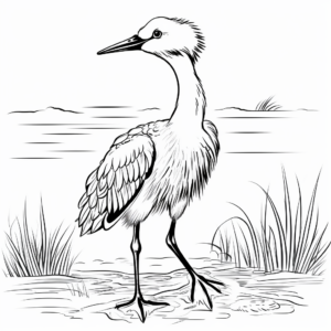Kid-Appropriate Cartoon Blue Heron Coloring Pages 2