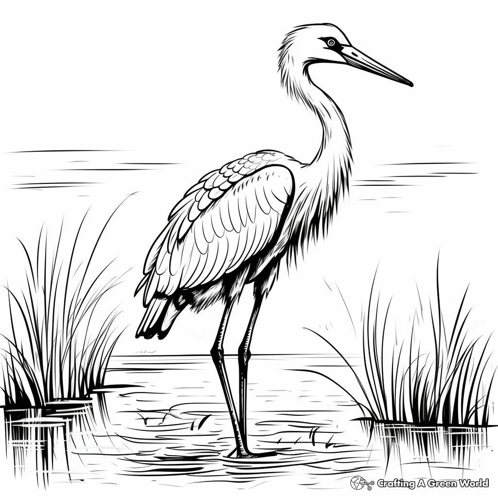 Kid-Appropriate Cartoon Blue Heron Coloring Pages 3