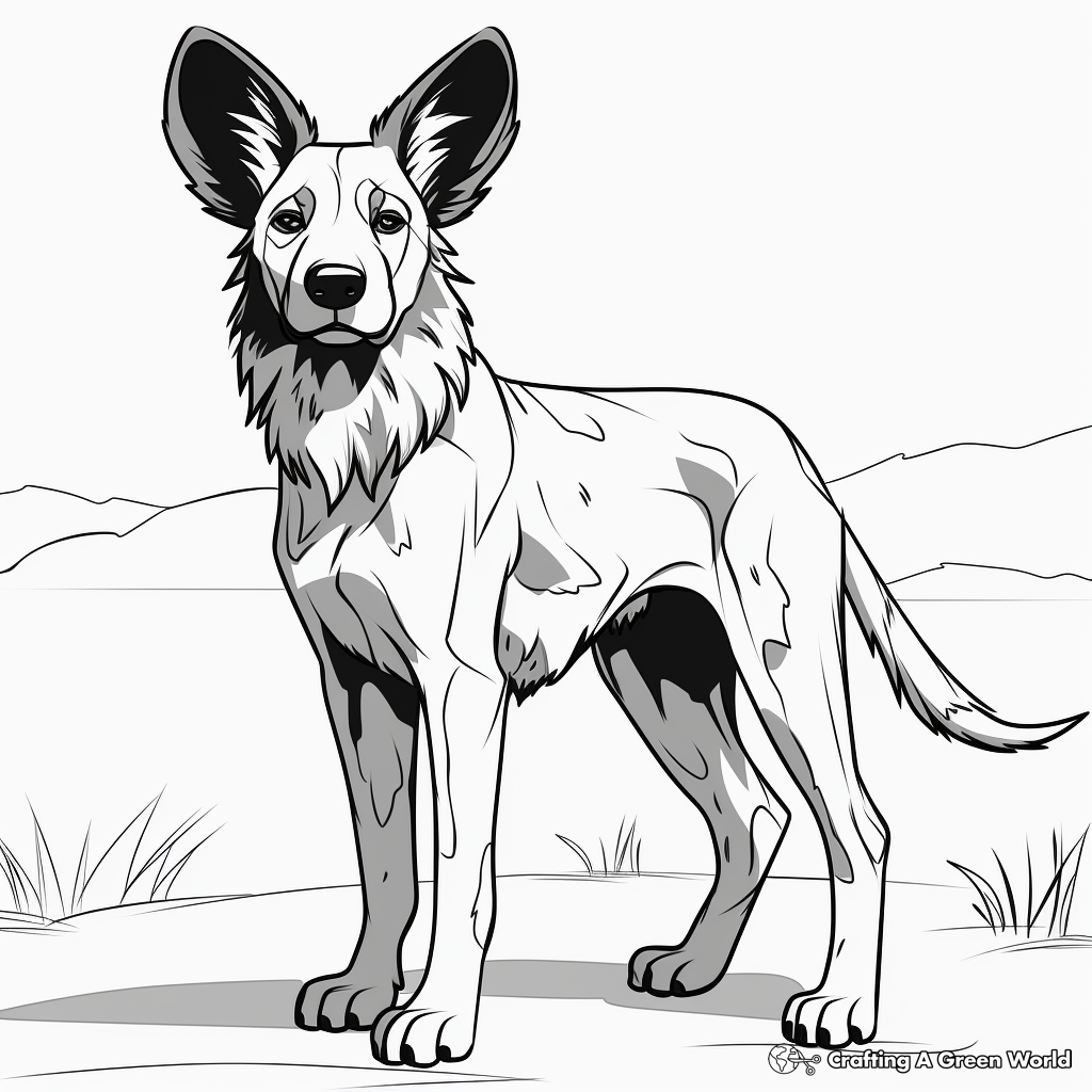 Kid-Friendly African Wild Dog Coloring Pages 2