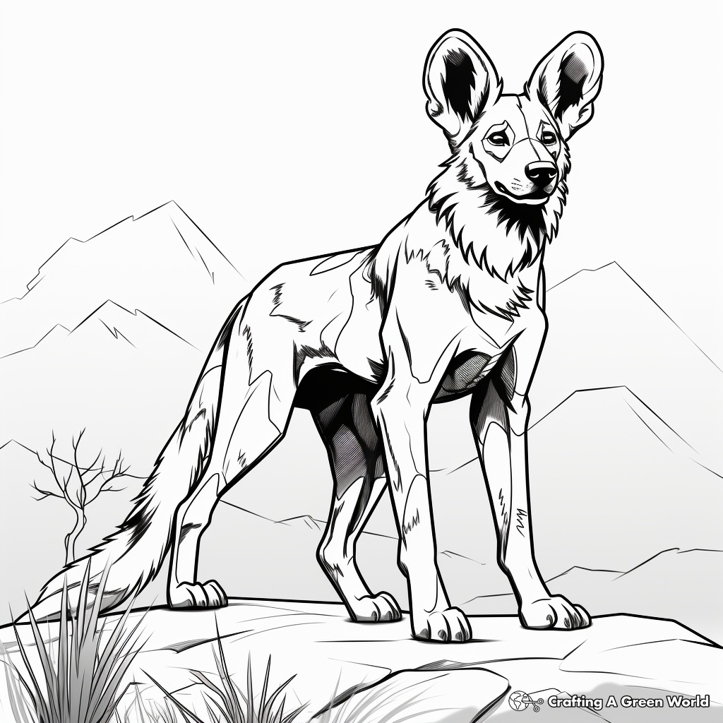 Kid-Friendly African Wild Dog Coloring Pages 3